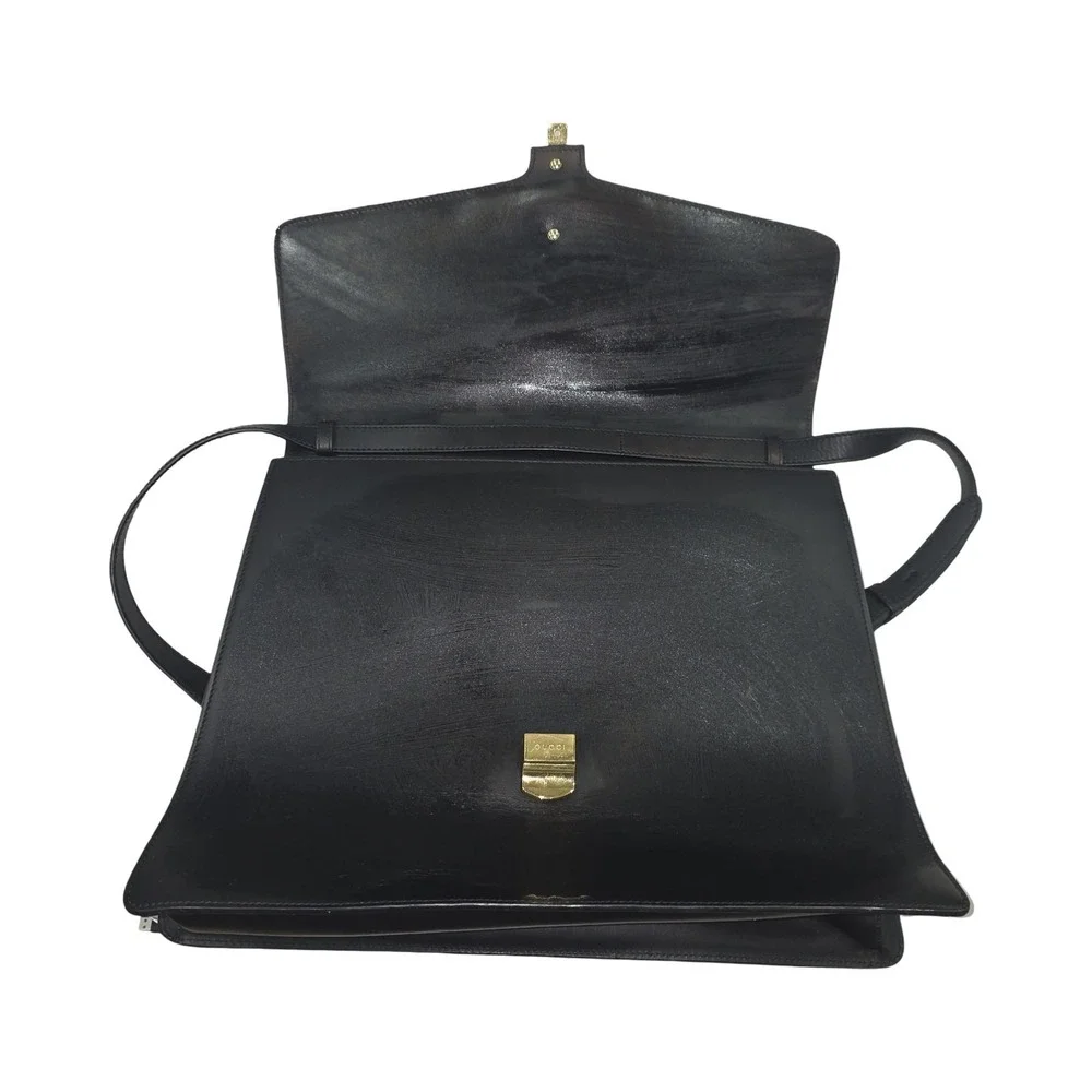 Gucci Sylvie 1969 leather handbag Maxi Size Black Striped Red Green Gold Chain